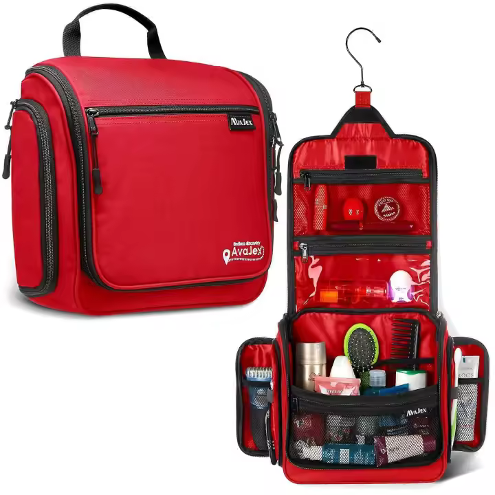 Neceser de viaje para hombres y mujeres-Organizador DE ASEO colgante grande-Bolsa de higiene impermeable con gancho giratorio de metal XXL, con cremalleras y 19 - 1