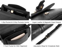 Bolso bandolera grande para mujer con correa de hombro ajustable y extraíble (negro) - details 1