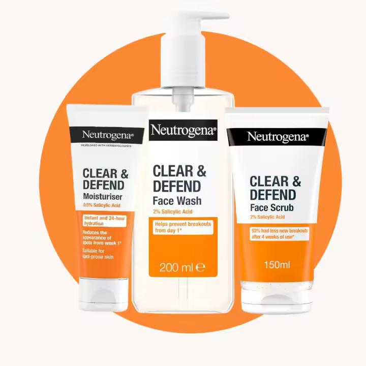 Neutrogena Set De Cuidado Facial Pack de 3 Unidades ( Hidratante Clear and Defend 50 ml,  Visibly Clear Spot Stress Control Exfoliante Diario 150 ml, Limpiador Facial Spot Controlling 200ml) - 1