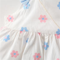 Vestido De Verano Para Niñas 2 Piezas Conjunto Nuevo Con Bolso Floral Decorativo Cuello Redondo Algodón Cómodo Largo Rodilla Casual - details 6