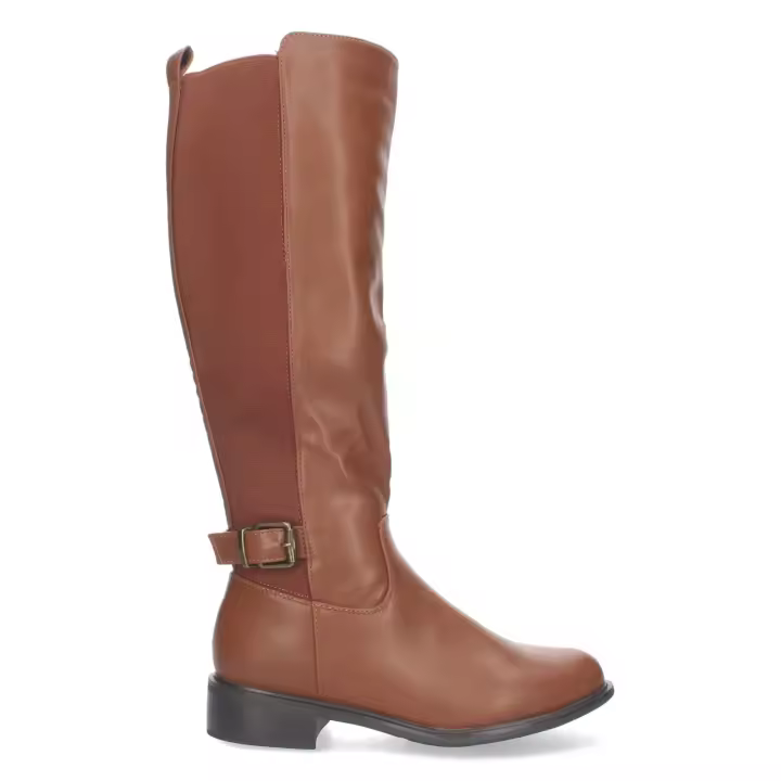 PuntoSalao Botas altas marrones planas con corre y hebilla para mujer ZS-92 - 1