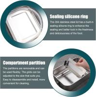 Stainless Steel Lunch Box, 1400ML Bento Box with Lock Clip, Leak-Proof Portable Food Storage Container for Salad Sandwich - details 0