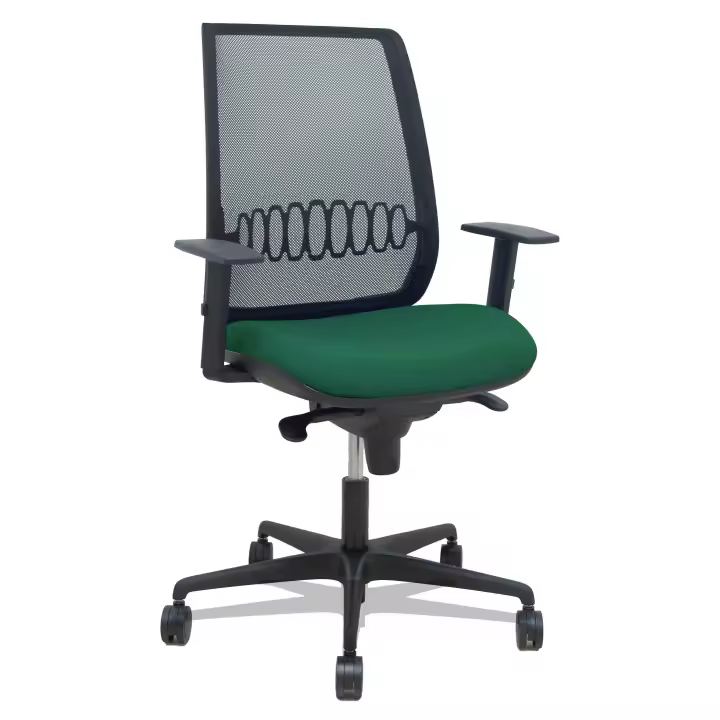 Silla Alares sincro malla negra bali verde botella brazo regulable - 1