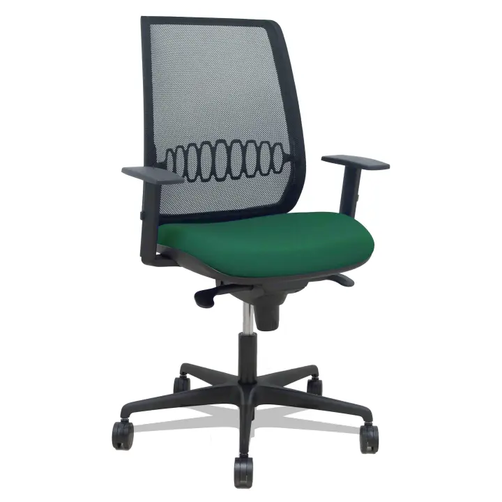 Silla Alares sincro malla negra bali verde botella brazo regulable - 1