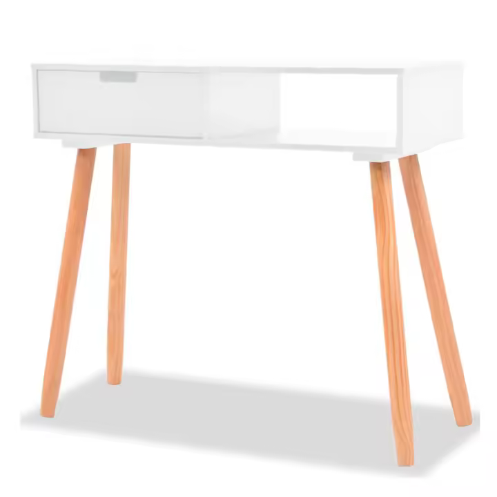 VidaXL Mesa consola 1 cajón + 1 estante blanco/natural 72x80x30 cm - 1