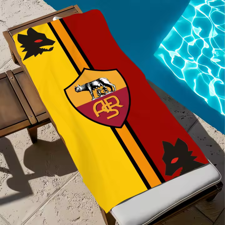 Toalla De Playa Y Piscina Rápida Secado Suave Con Estampado De Club De Fútbol A-Roma Regalo Para Viaje Gimnasio Ducha Camping Deportes Tamaño Varía - 1