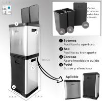 Wellhome Cubo De Reciclaje Ecológico 36 Litros De 3 Compartimentos - details 0