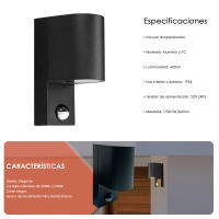 Aplique LED Interior y Exterior - IP65 - GU10 - Con Sensor de movimiento PIR - details 1