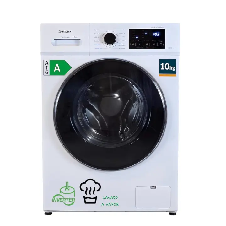 LAVADORA ELECSAN WM1014INBW 10KG 1400rpm MOTOR INVERTER COLOR BLANCO - 1