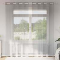 vidaXL Cortinas de gasa con ojales 2 uds 140x245 cm en color Gris claro/Marrón/Gris oscuro y más | protección solar decorativa para ventanas hogar oficina dormitorio fácil de instalar - details 0