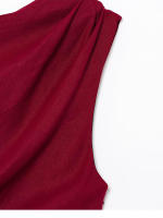 Vestido Midi Plegado De Verano Para Mujer Elegante De Lino Sólido O-Neck Sin Mangas Estilo Vintage Moda 2025 Vestido De Calle - details 4