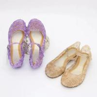 Sandalias De Verano Para Niñas Zapatos De Princesa PVC Transpirables Talla 25-37 Decoración De Cristal Estilo Cendrillon Con Tacón Suave Para Niños - details 19