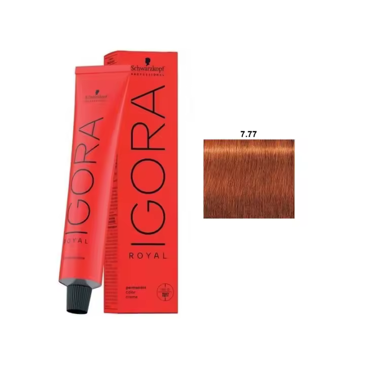 Tinte Igora Royal / Schwarzkopf - 7.77 Rubio Medio Cobrizo Intenso - 1