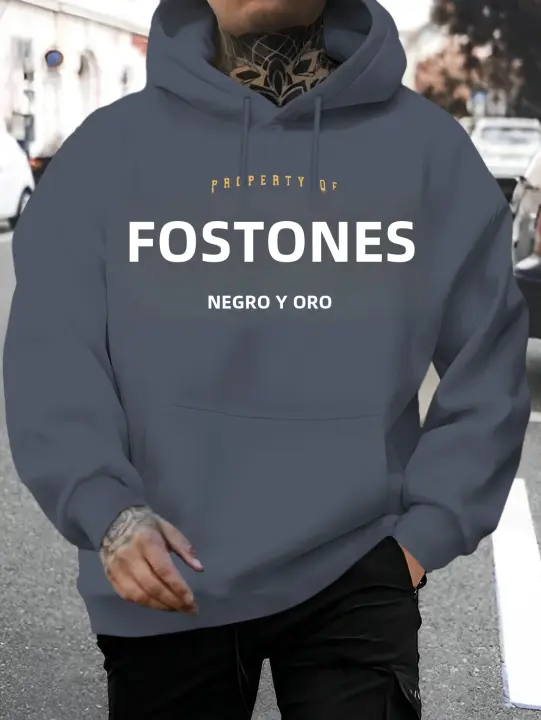  Sudadera De Capucha Estilizada Para Hombre Estilo Callejero Deportivo Casual De Otoño Y Invierno Cuello Redondo Sin Cierre Material Poliéster - 1