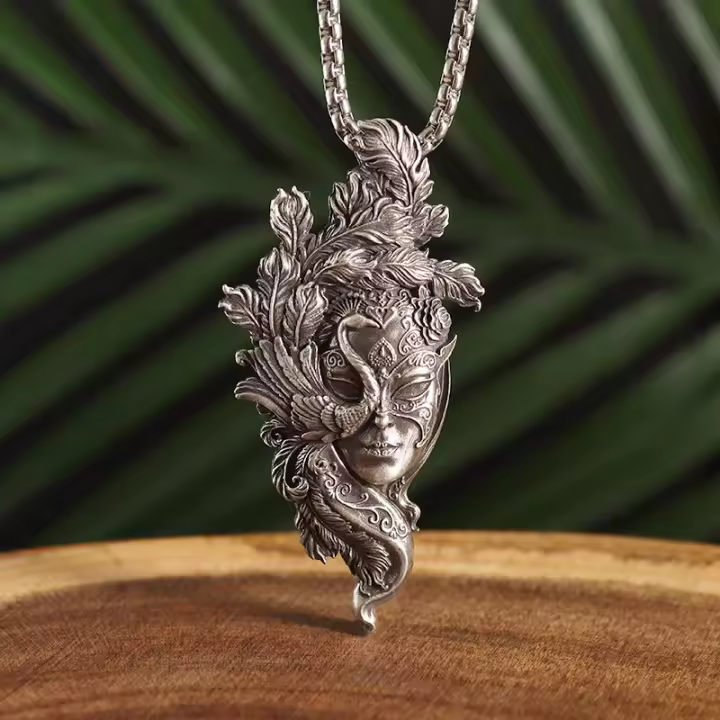 Collar Colgante Creativo Retro Cara Bruja Estilo Neo-Gótico Para Hombres Y Mujeres Regalos Para Fiesta De Halloween Moda Y Elegancia - 1