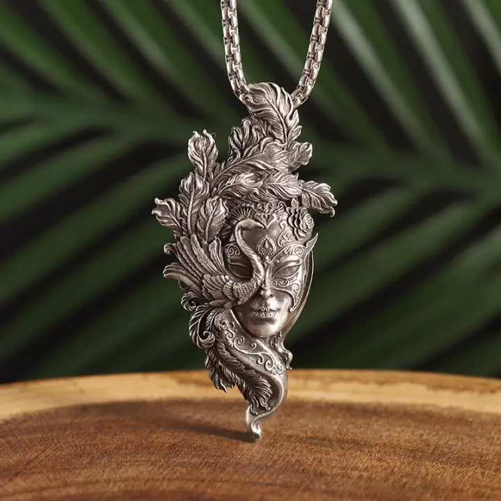 Collar Colgante Creativo Retro Cara Bruja Estilo Neo-Gótico Para Hombres Y Mujeres Regalos Para Fiesta De Halloween Moda Y Elegancia - 1