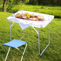 STARLEY-Mesa de Camping Plegable,Mesa plegable en Madera MDF y Acero para acampar,Picnic, jardín,playa,Largo 70 cm x Ancho 50 cm,Blanco,Negro - details 6