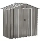 Cobertizo de jardín de metal Outsunny de 1,8 m², cobertizo de herramientas de metal, 194 x 110 x 184 cm, gran espacio de almacenamiento para exteriores con puertas corredizas y 4 ventilaciones, gris - 1