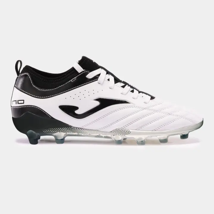 JOMA BOTAS FUTBOL NUMERO 10 2402 WHITE BLACH FIRM GROUND COLOR BLANCO CON NEGRO - 1