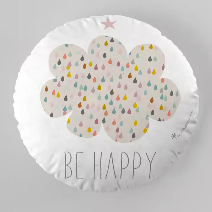 COJIN REDONDO INFANTIL CON RELLENO HEI CIRCLE 7 40 CM DIAMETRO HACIENDO EL INDIO FABRICADO EN ESPAÑA - 1