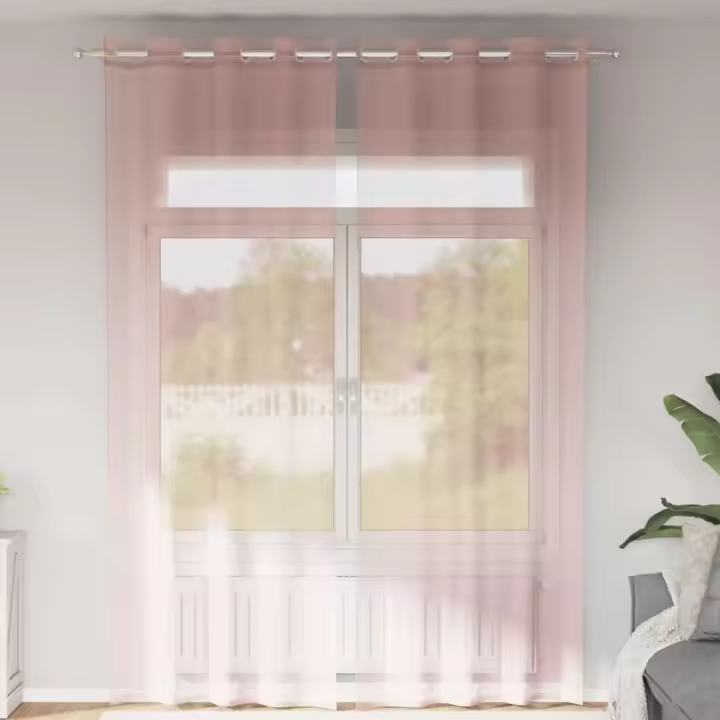 vidaXL Cortinas de gasa con ojales 2 uds naranja 140x300 cm en color orange/Arena/Marrón claro y más | protección solar decorativa para ventanas hogar oficina dormitorio fácil de instalar - 1