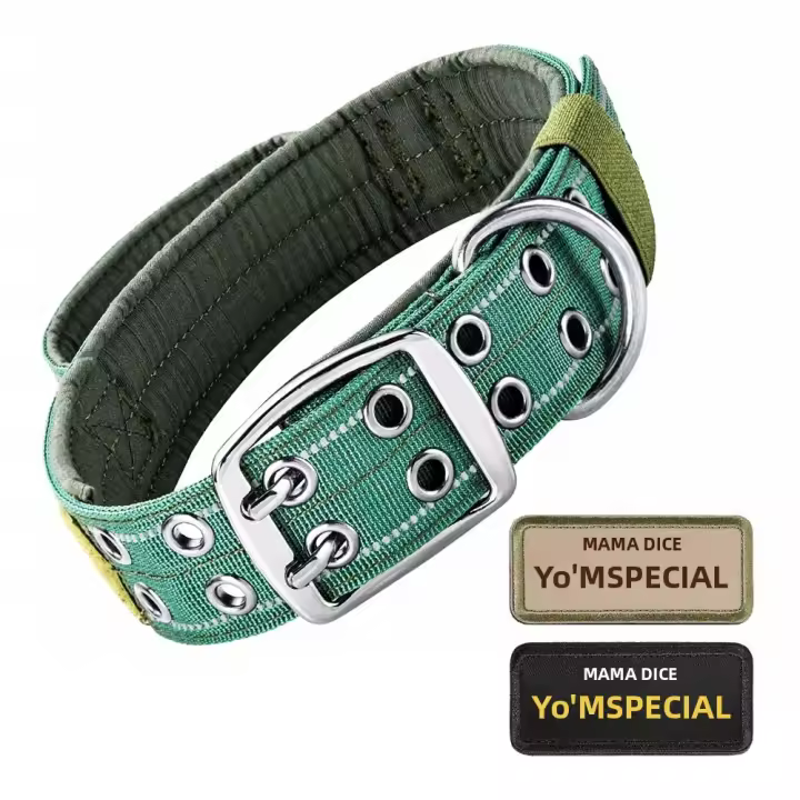 Collar Táctico De Gran Resistencia Para Perros Medianos Y Grandes Con Doble Hebilla Y Manija Diseño Militar Reflectante Y Padded - 1