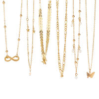 Set De 6 Collares Boho Con Símbolo Infinito Hoja Mariposa Para Mujer Imitación De Perla Vintage Cadena Delgada Joyería De Fiesta - details 8