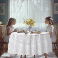 Mantel Redondo De 180cm Blanco Con Bordado De Mariposa Para Bodas Y Eventos Decoración De Mesa De Hotel Y Banquete - details 9