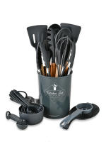 Set De Utensilios De Cocina De Silicona 34 Piezas Negro Antideslizante Con Manos De Madera Espátula Shovel Batidores De Huevo Accesorios De Cocina Ecológicos Y Resistentes Al Calor - details 6