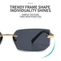 Gafas De Sol Rectangulares Sin Montura Para Hombres Y Mujeres Moda Retro Protección UV400 Viajes De Verano Tamaño Único - details 7