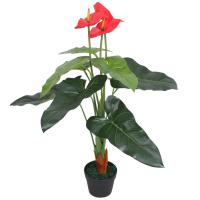 vidaXL Planta de anturio artificial con maceta 90 cm roja y amarilla - details 0