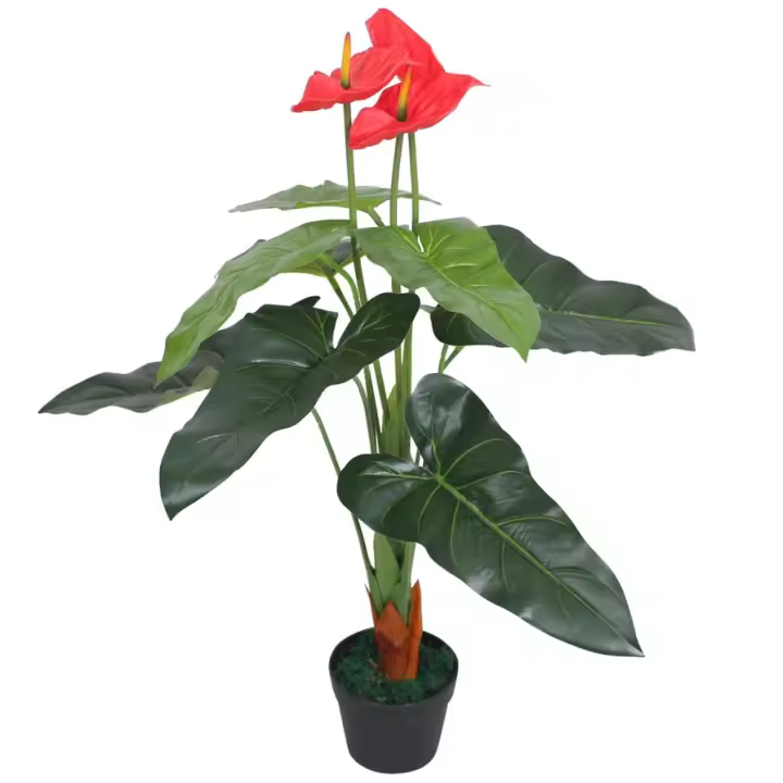 Planta de Anthurium artificial con máx. Rojo y Amarilla 90 cm - 1