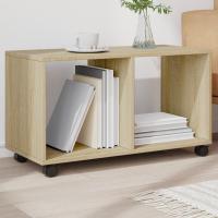 vidaXL Armario con ruedas madera ingeniería 72x33x42,5 cm en color Roble Sonoma/artisian oak/Blanco y más | almacenamiento funcional diseño moderno para baño dormitorio sala - details 0