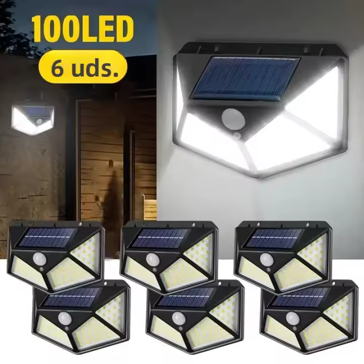 Tira De Luz Solar Exterior Con Sensor De Movimiento 100 LEDs Para Exterior Paredes Terrazas Courtyards Garajes Jardines Pack De 1/2/4/6 - 1