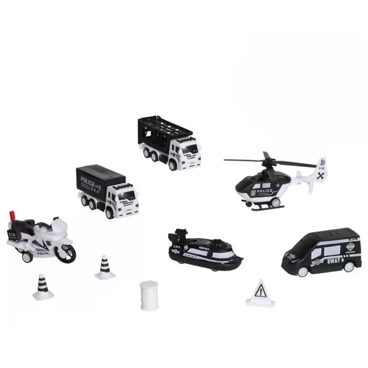 Gerimport Set Vehículos de Policía 10 piezas 38,5 x 6 x 28,5 cm - 1