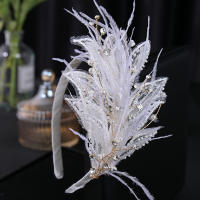 Corona De Crystals Para Novia Adornos De Cabello De Boda Con Perlas Y Plumas Aro De Pelo Para Mujeres Accesorios De Vestido - details 9