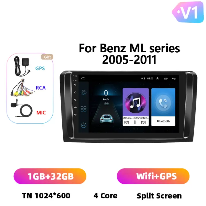 Podofo Radio de coche Android 2 Din para Mercedes-Benz ML series 2005 2006 2007 2008 2009 2010 2011 Carplay 8+128GB AI Voice WIFI+4G DSP GPS Navegación Multimedia Reproductor de Video - 1