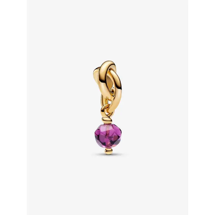Colgrando de Círculo de eternidad Morado facetado - Baño de Oro de 14K - 1