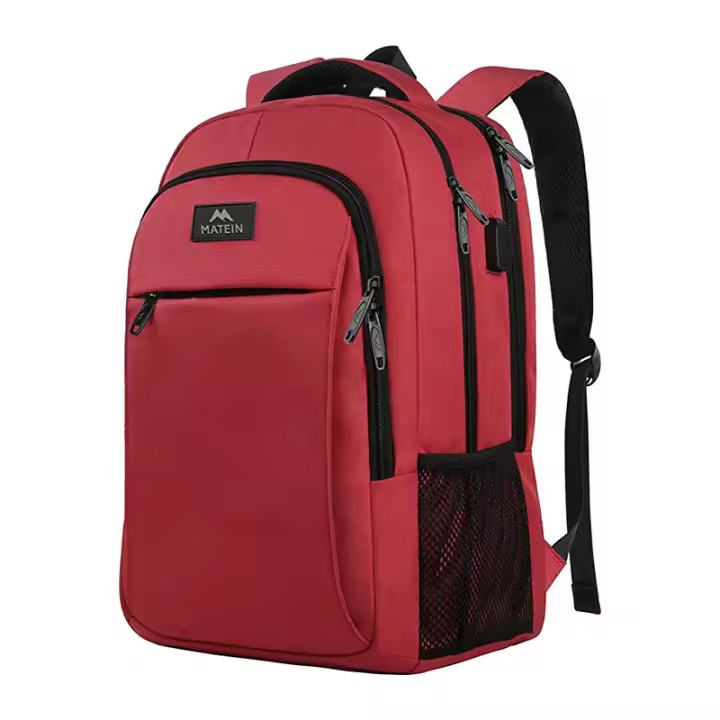 Mochila de viaje para computadora portátil, bolso de trabajo, bolso liviano para computadora portátil con puerto de carga USB, mochila de negocios antirrobo, se adapta a una computadora portátil de 15,6 pulgadas, color rojo - 1