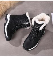 Botas De Tobillo Para Mujer Invierno Calor No Derrapante Negras Botas De Nieve Con Cordones Chaussures Femme Botines Mujer Planas - details 21