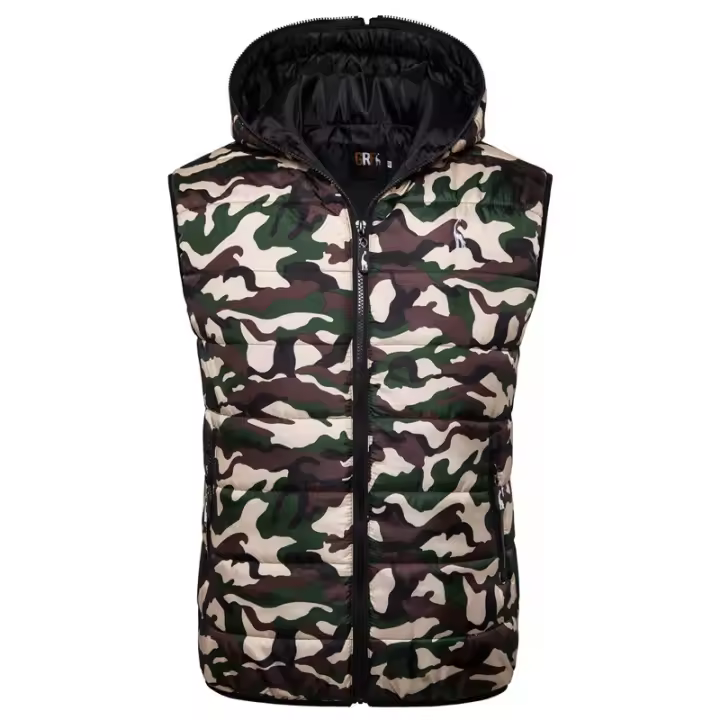 Otoño e Invierno nueva moda Chaqueta de algodón color camuflaje chaleco de talla grande para hombre Chaqueta de algodón bordada para hombre - 1
