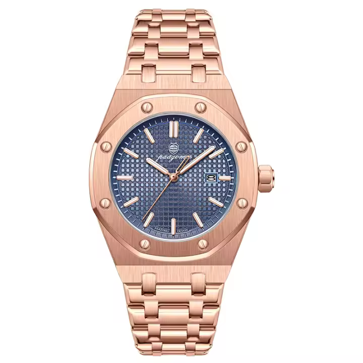 Reloj De Cuarzo Para Hombre Moda Con Correa De Aleación Y Anillo Octagonal Decorativo Movimiento De Cuarzo Alta Gama Reloj De Negocios - 1