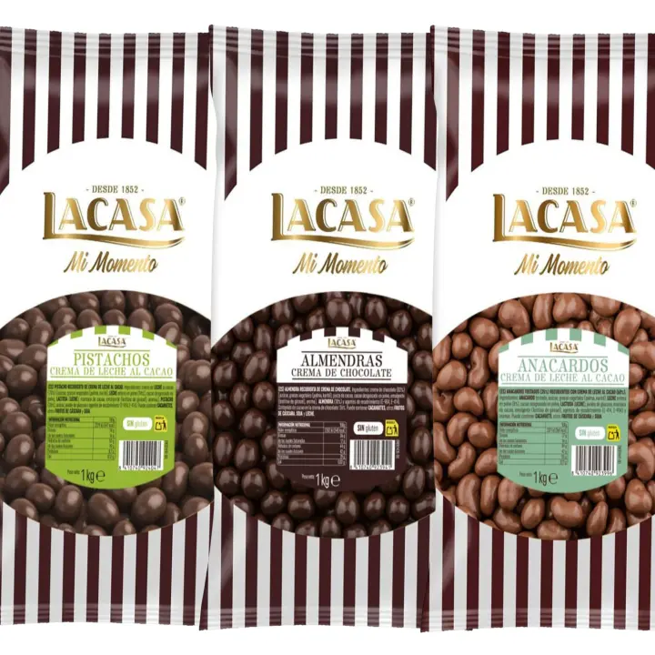 Lacasa Pack 3kg de bolas: Almendra con chocolate Negro,Anacardo leche,Pistachos con chocolate Leche - 1