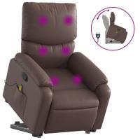 vidaXL Sillón reclinable masaje pie cuero artificial Negro, Crema, Marrón Sillon Dormitorio Sillon Comodos Silla Relax Sillón Sofá - details 3