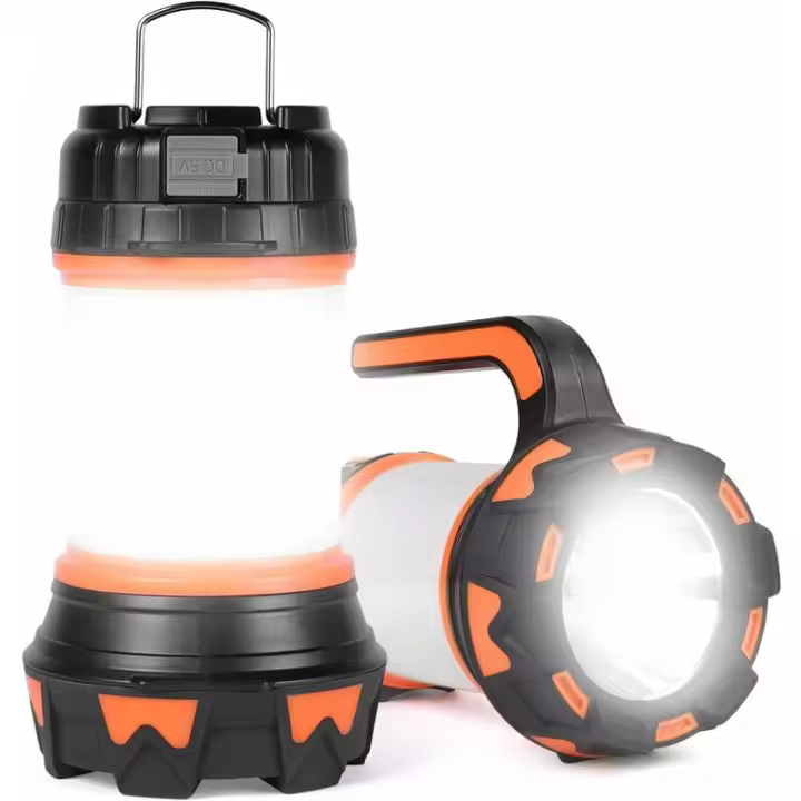 Linterna LED Recargable, 1000 Lúmenes 3600mAh Lámpara Camping 360°, Lámpara LED Recargable Proyector Portátil, Ultra Potente, Lámpara Camping 6 Modos, Cable USB Incluido, IPX4 Resistente al Agua [Clase de eficiencia energética - 1