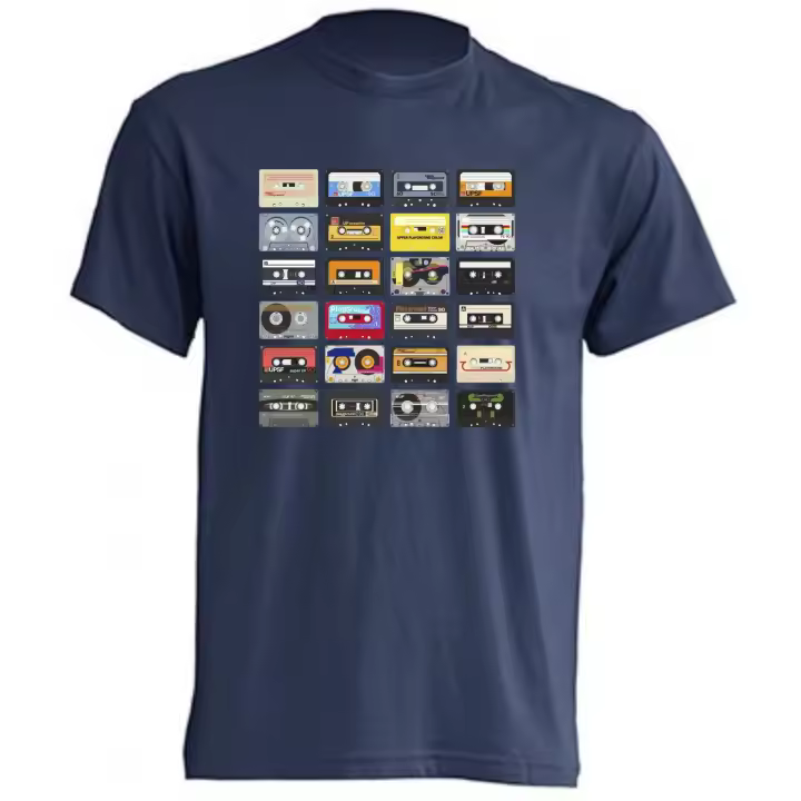 Camiseta Cassettes Vintage- | Algodón | Manga Corta - Tejido tubular, sin costuras laterales. - Punto liso - 1