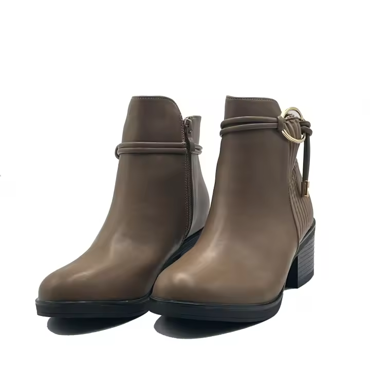 JZ Hermanos Botines de tacón grueso con decoración lateral para mujer - 1