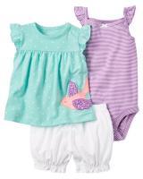 Nueva ropa de verano para niñas, pantalones cortos de manga corta, camisetas, trajes de tres piezas. - details 33