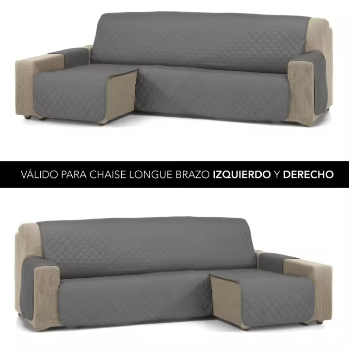 VALENTIA HOME - Funda Cubre Sofá Chaise Longue Acolchado JOYA -  Protección Completa | Ajuste Perfecto | Protector chaise longue | Funda para invierno y verano | 3 tamaños y 16 colores - 1