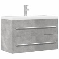 vidaXL Mueble de lavabo madera de ingeniería 80x38,5x48 cm en color Negro/Gris hormigón/Roble Sonoma y más | almacenamiento funcional diseño moderno para baño dormitorio sala - details 1